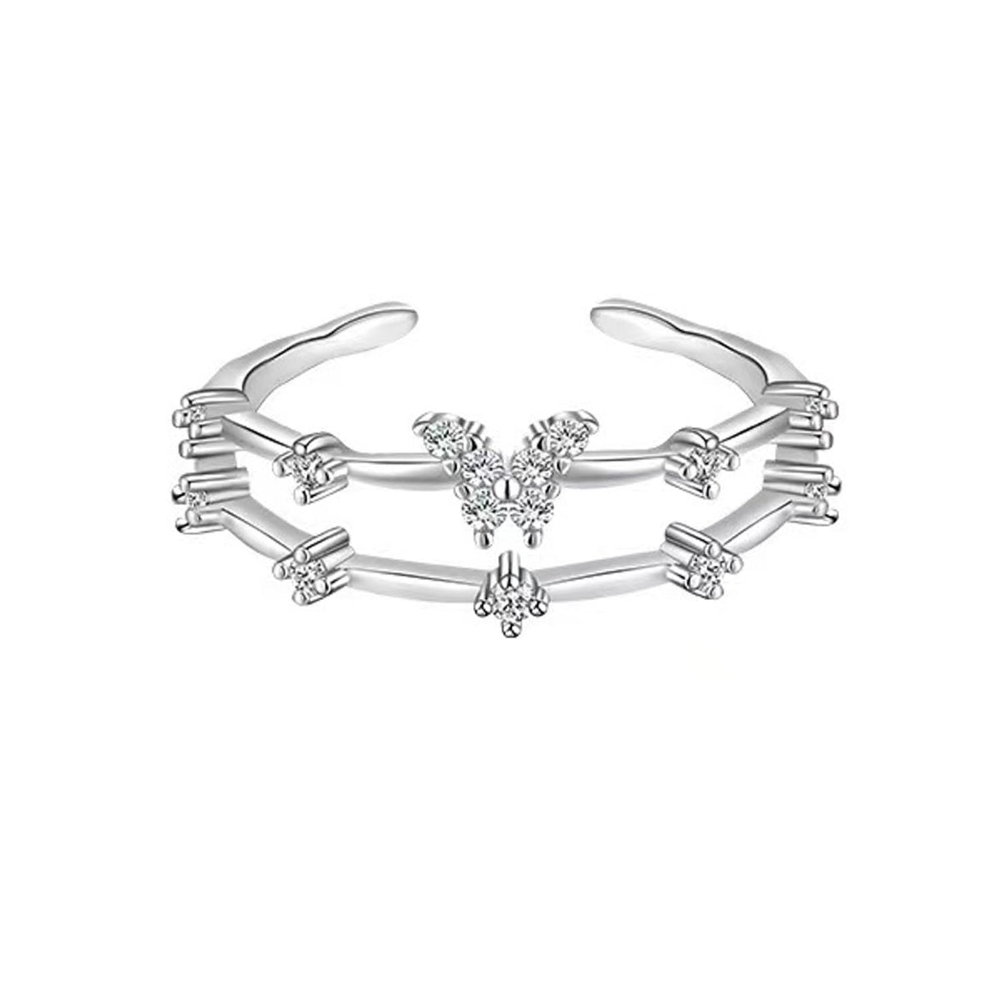925 Sterling Silver Butterfly Ring Handmade Rings Dainty Adjustable Open Cuff Rings Jewelry Gifts for Women