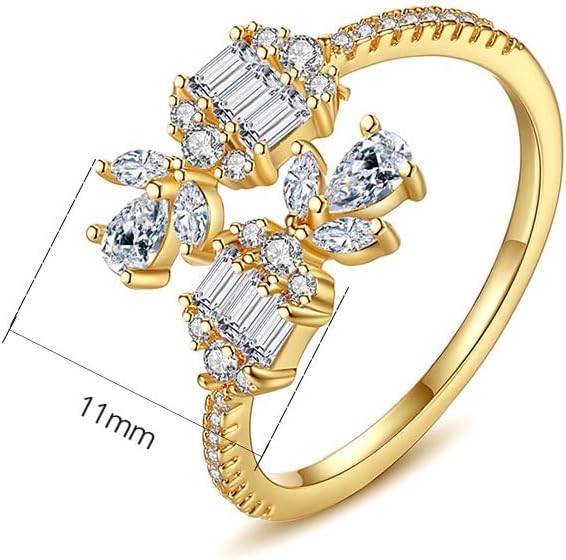 14K Gold Flower Open Twist Eternity Band for Women, Moissanite Crossover Stackable Ring, Ideal Gift for Girlfriend