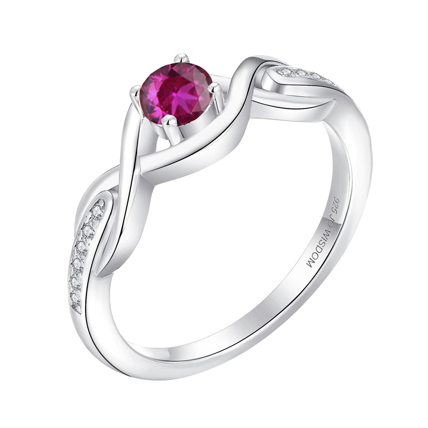 JO WISDOM Infinity Knot Promise Rings for Her Sterling Silver Cubic Zirconia Wedding Engagement Rings