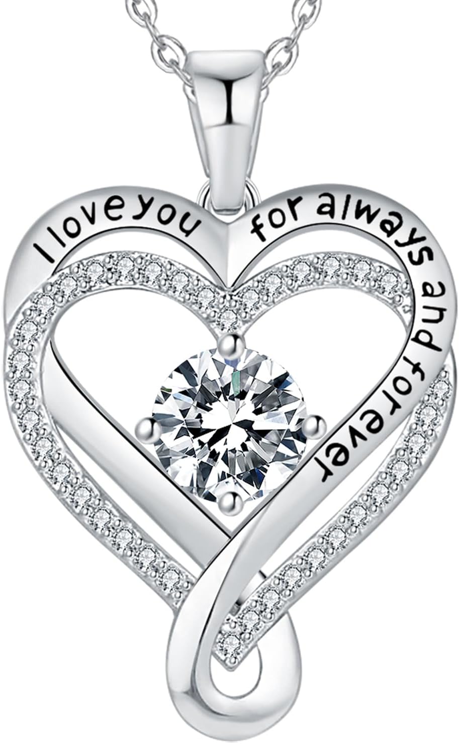 Jewelry for Women Wife Infinity Heart Birthstone I Love You Necklace S925 Anniversary Women Necklaces for Her Wife Birthday Gift Ideas, Birthday Present for Girlfriend Mom Daughter Sterling Silver