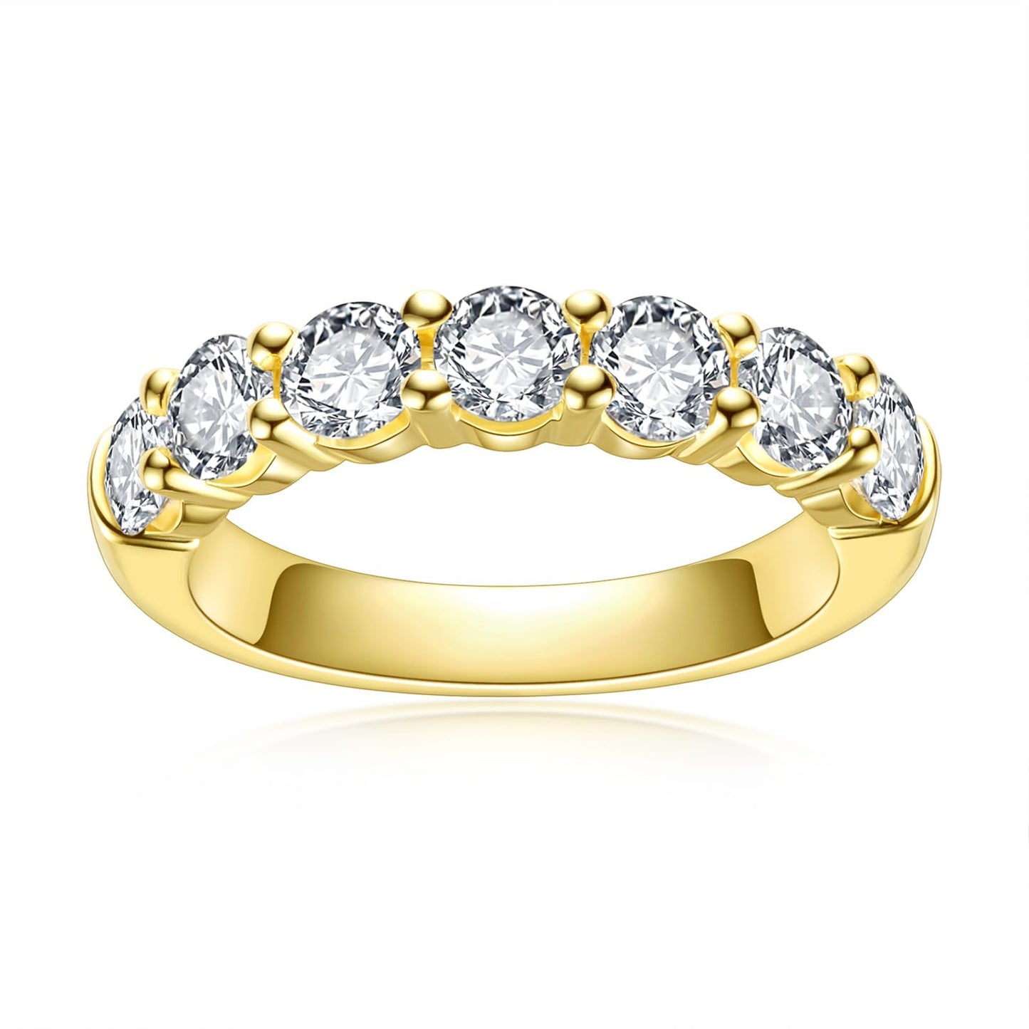 Moissanite Wedding Band 4ct/2.1ct D Color VVS1 Round Cut 14K Yellow Gold Plated 925 Sterling Silver Eternity Band Rings for Women