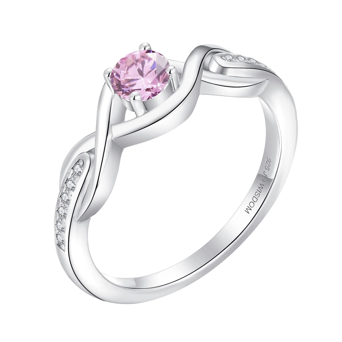 JO WISDOM Infinity Knot Promise Rings for Her Sterling Silver Cubic Zirconia Wedding Engagement Rings
