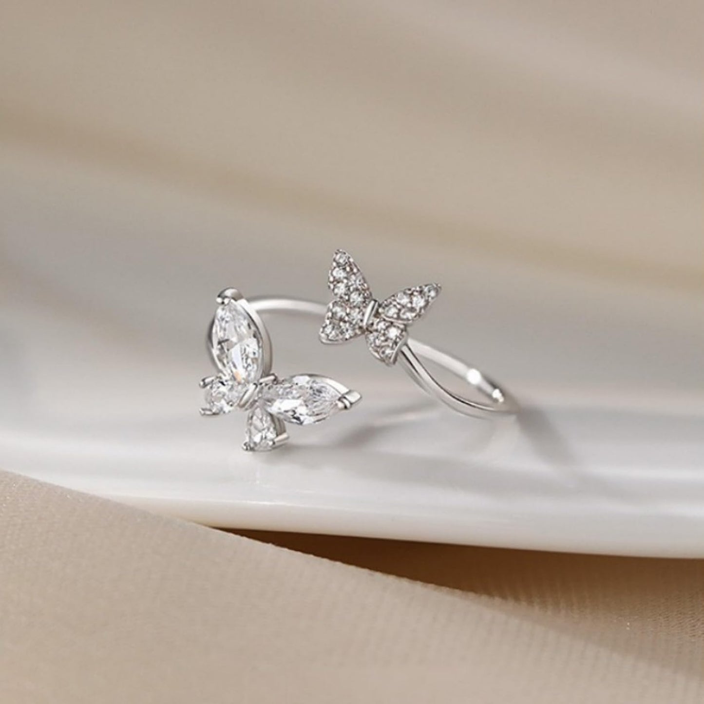 925 Sterling Silver Butterfly Ring Handmade Rings Dainty Adjustable Open Cuff Rings Jewelry Gifts for Women