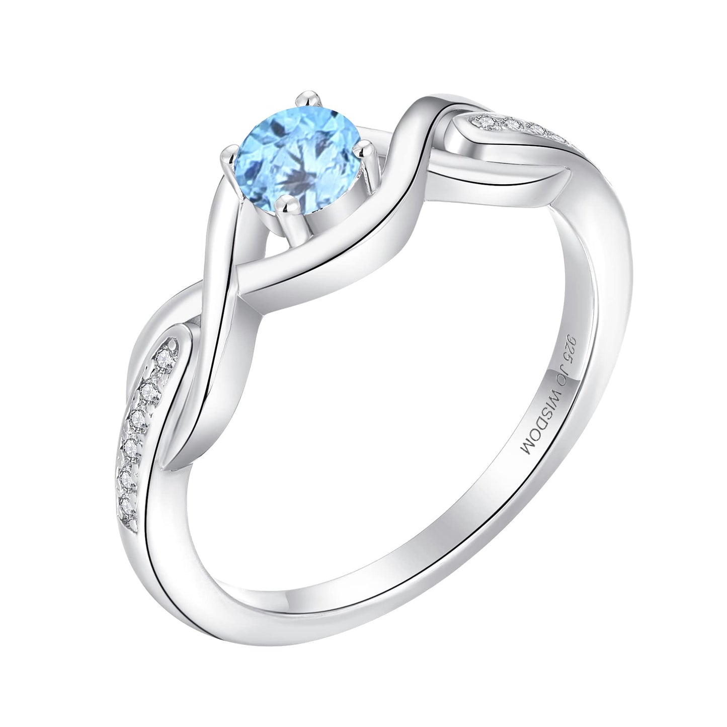 JO WISDOM Infinity Knot Promise Rings for Her Sterling Silver Cubic Zirconia Wedding Engagement Rings