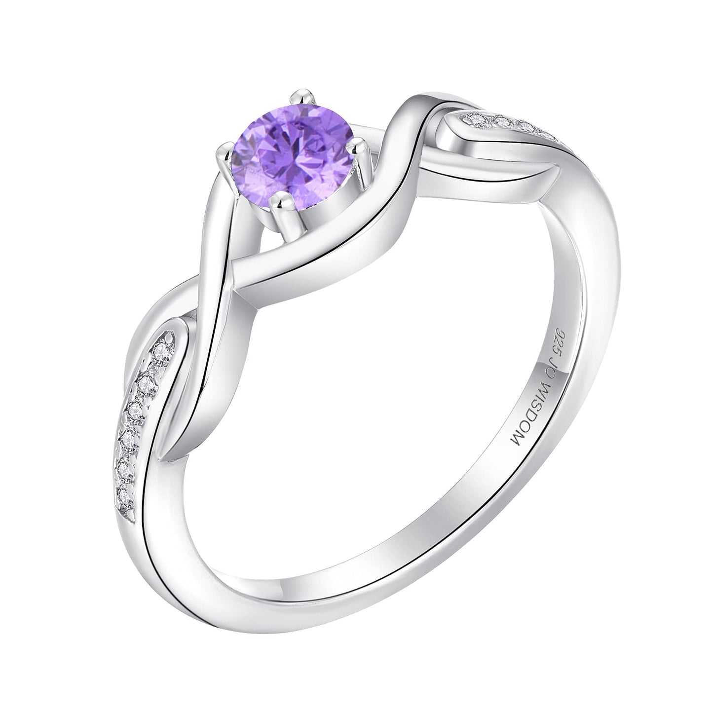 JO WISDOM Infinity Knot Promise Rings for Her Sterling Silver Cubic Zirconia Wedding Engagement Rings