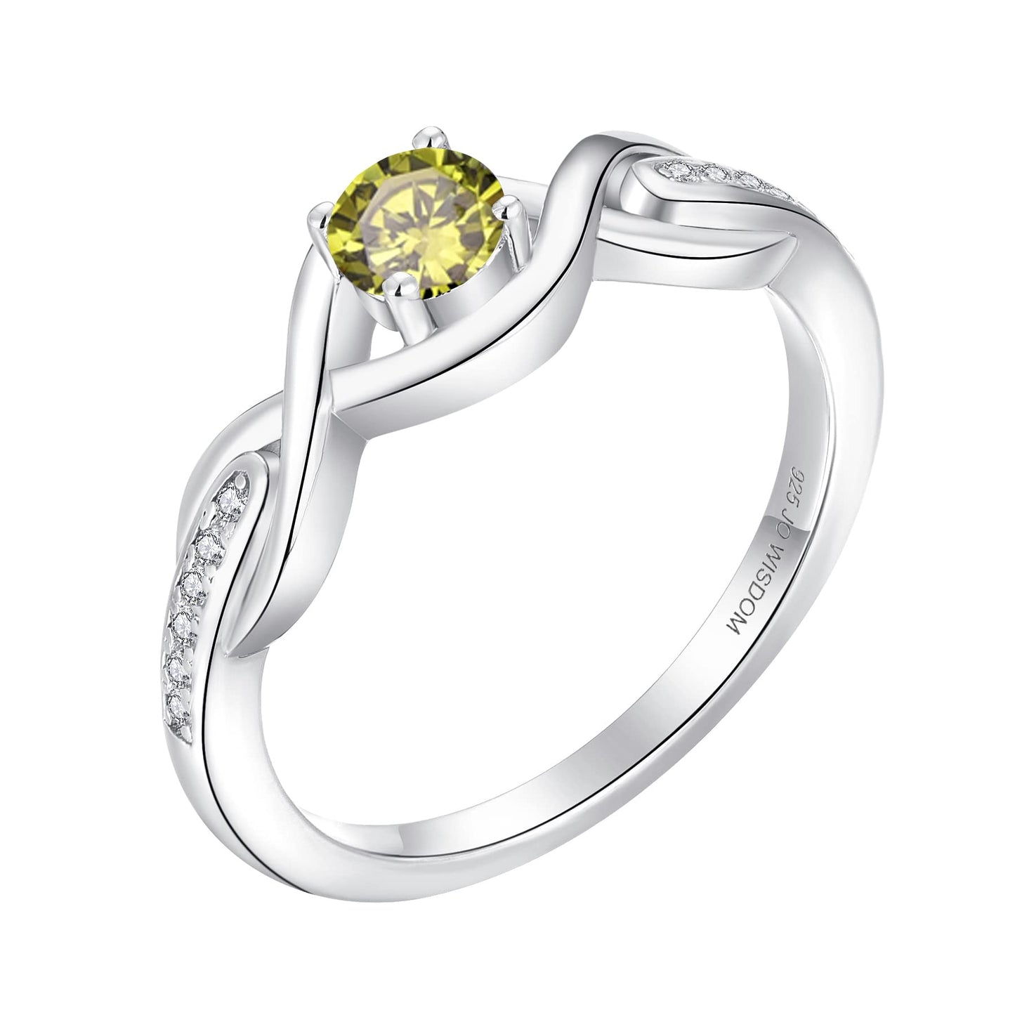 JO WISDOM Infinity Knot Promise Rings for Her Sterling Silver Cubic Zirconia Wedding Engagement Rings