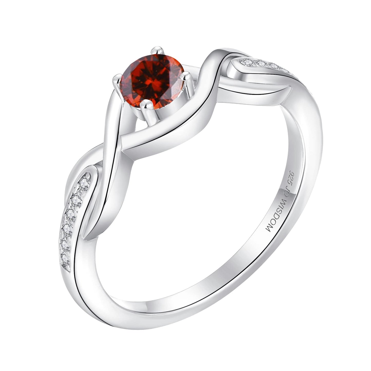 JO WISDOM Infinity Knot Promise Rings for Her Sterling Silver Cubic Zirconia Wedding Engagement Rings