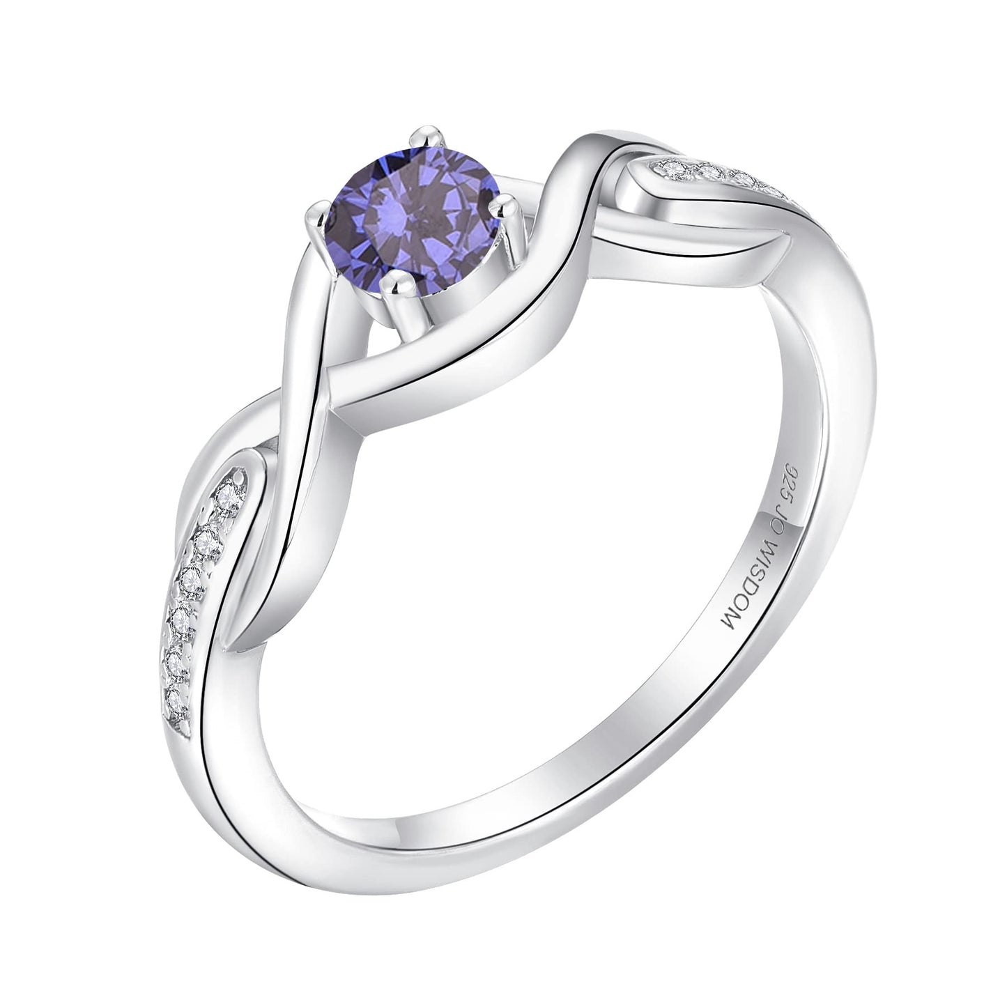 JO WISDOM Infinity Knot Promise Rings for Her Sterling Silver Cubic Zirconia Wedding Engagement Rings