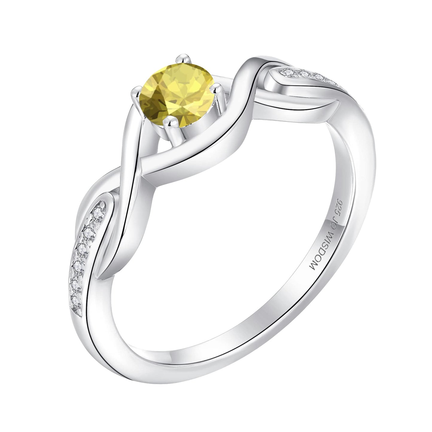 JO WISDOM Infinity Knot Promise Rings for Her Sterling Silver Cubic Zirconia Wedding Engagement Rings