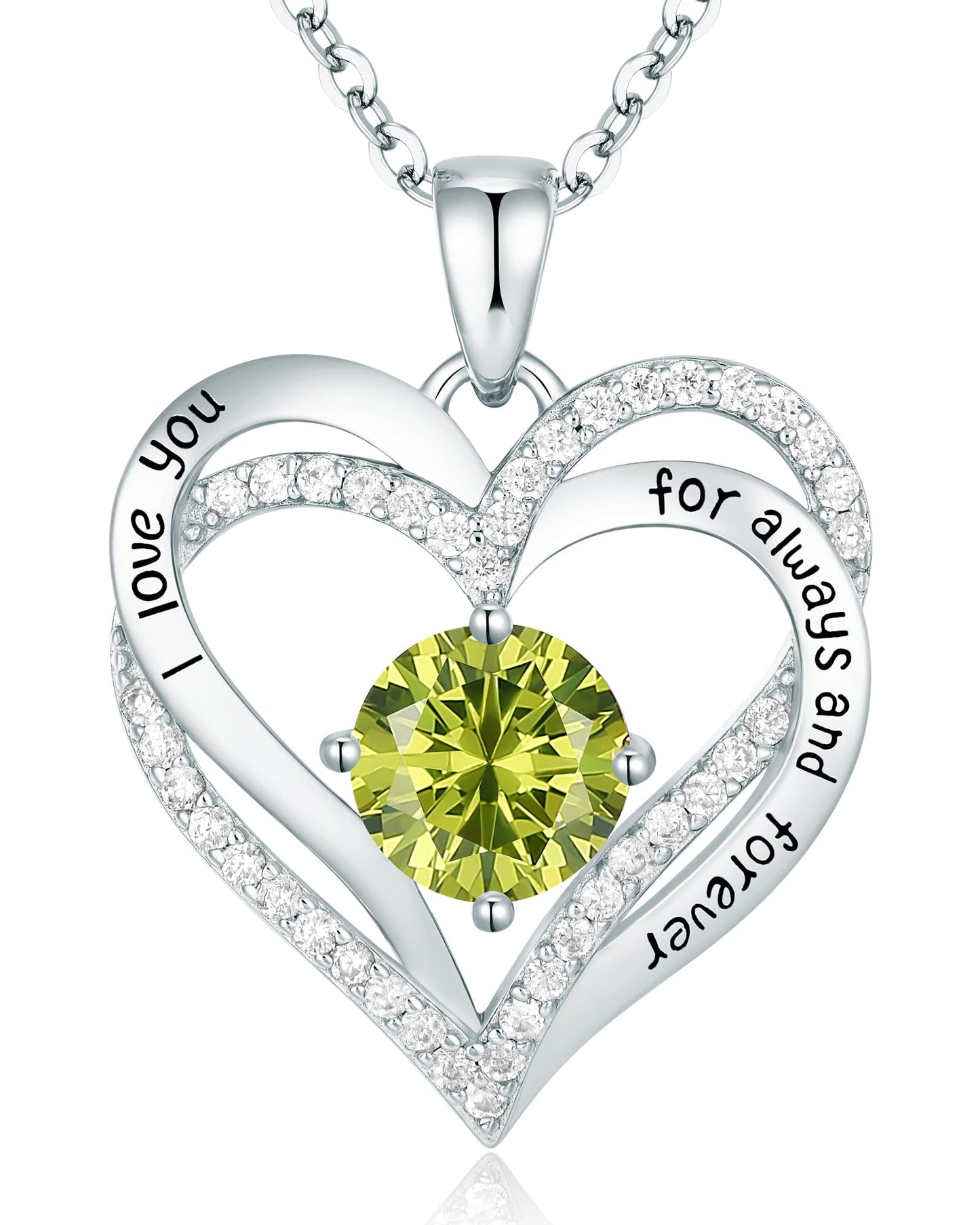 CDE Forever Love Heart Necklaces for Women, Wedding Anniversary, Birthday Mothers Day Gifts for Mom, Mother, Wife, Girlfriend, S925 Silver Jewelry with Birthstone Pendant