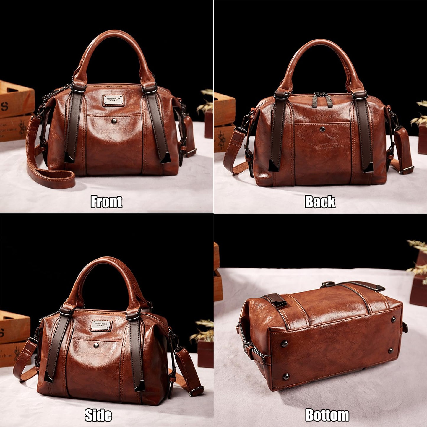 Handbags and Purses for women Vegan Leather Tote Bag for Women Satchel Shoulder Bags Travel Purse with Compartments