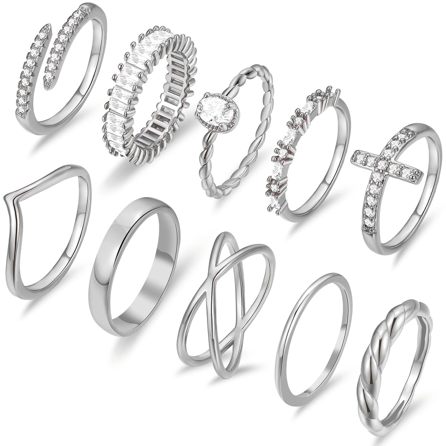 10 PCS 14K Gold Plated Rings Set for Women, Dainty Gold Knuckle Ring Non Tarnish, Simple Thumb Stacking Rings Pack Size 6/7/8/9/10