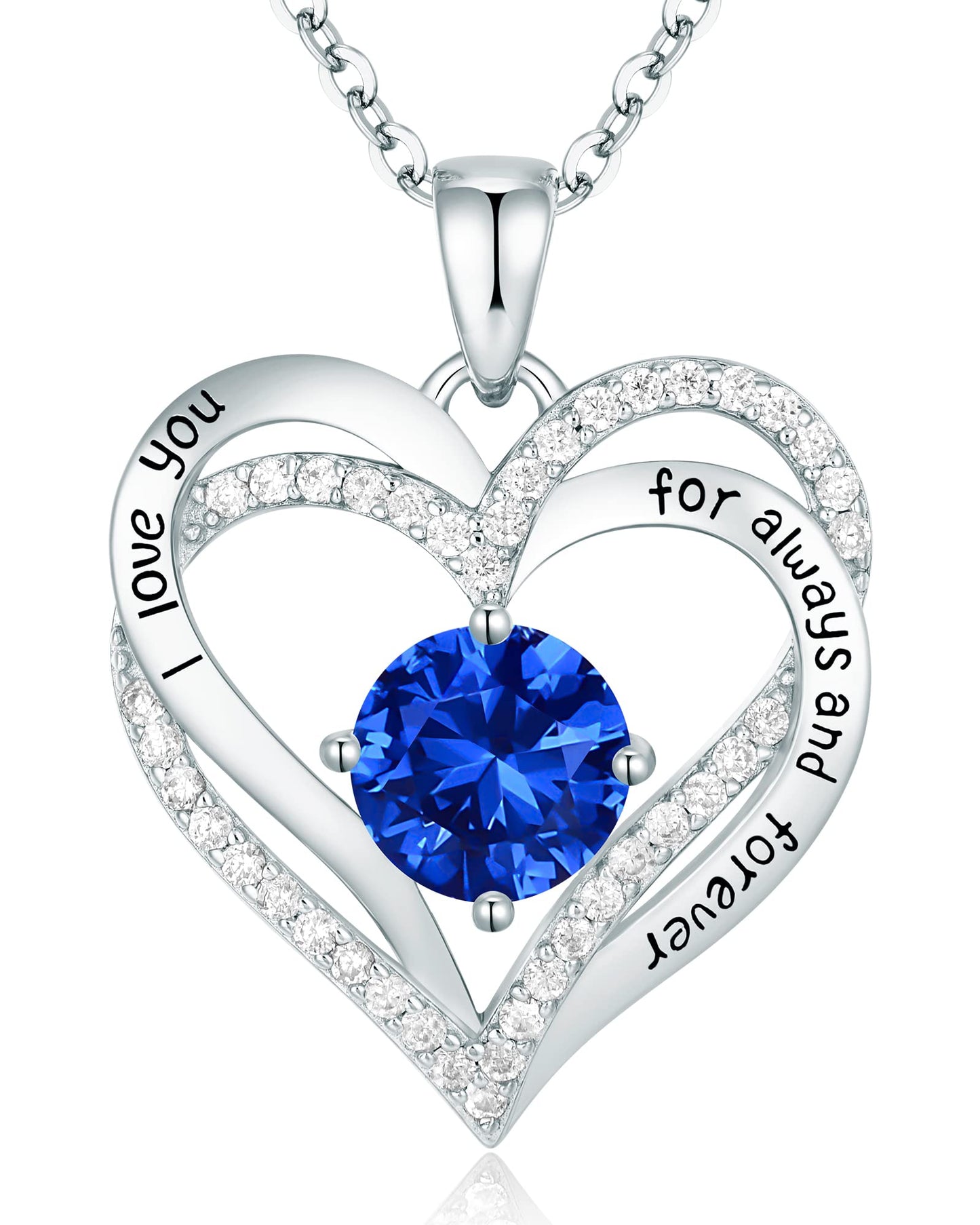 CDE Forever Love Heart Necklaces for Women, Wedding Anniversary, Birthday Mothers Day Gifts for Mom, Mother, Wife, Girlfriend, S925 Silver Jewelry with Birthstone Pendant