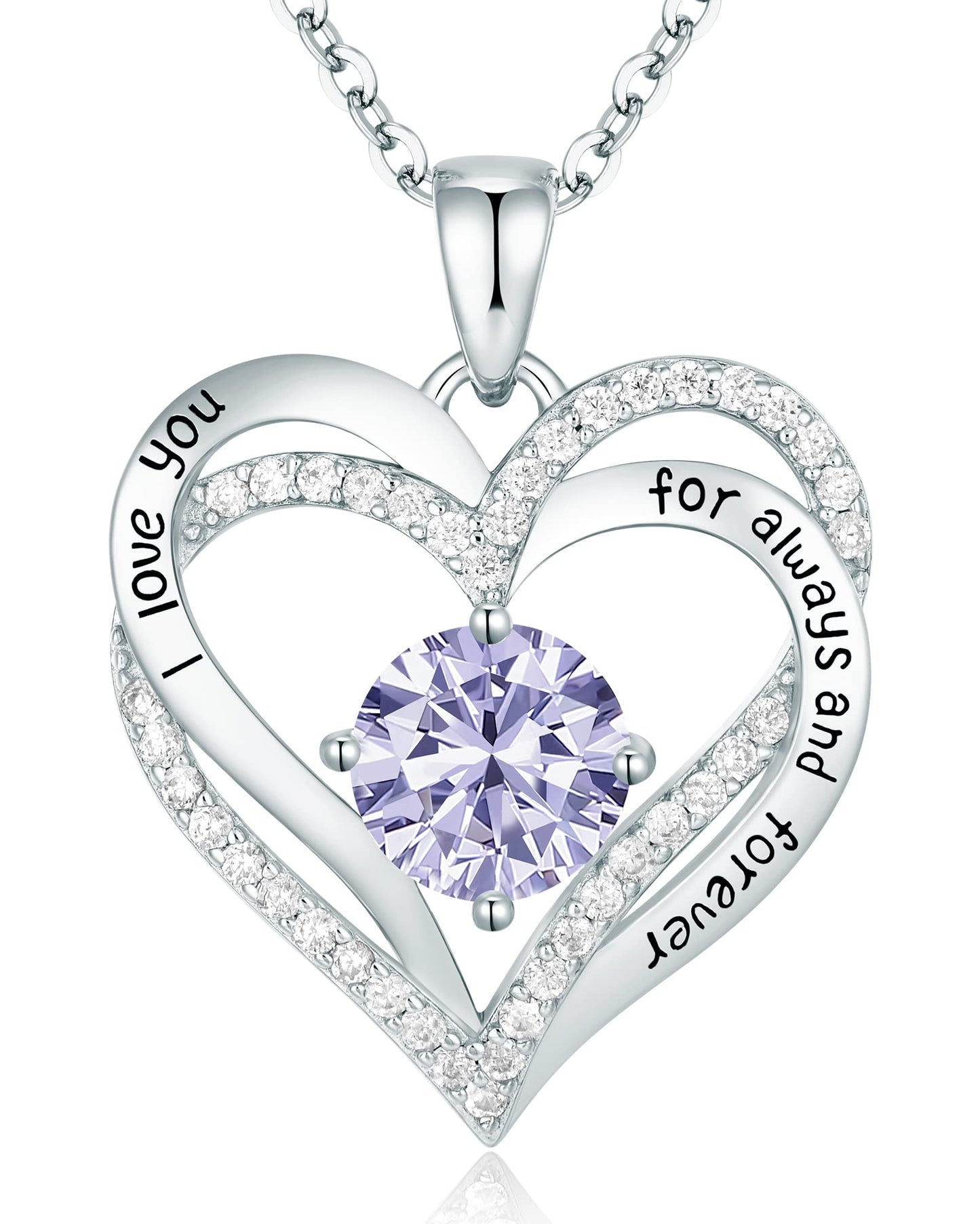 CDE Forever Love Heart Necklaces for Women, Wedding Anniversary, Birthday Mothers Day Gifts for Mom, Mother, Wife, Girlfriend, S925 Silver Jewelry with Birthstone Pendant