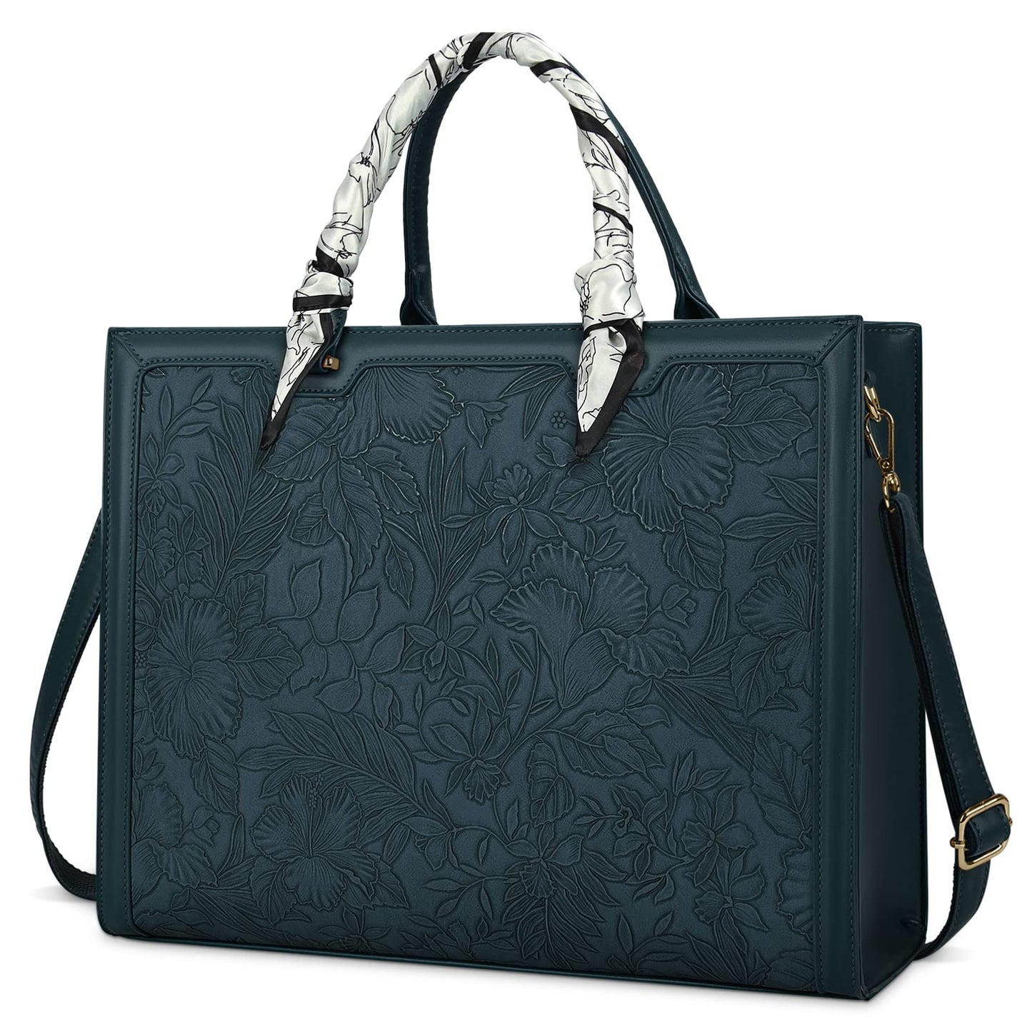 Laptop Bag for Women 15.6 Inch Tote Waterproof Leather Computer Business Lightweight Office Briefcase Large Capacity Handbag Shoulder Black