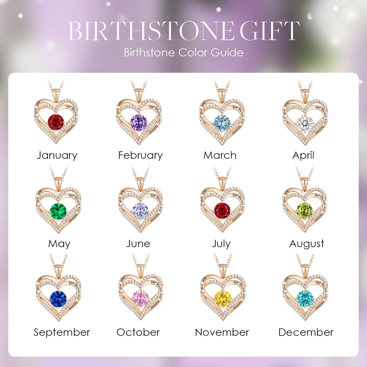 CDE Forever Love Heart Necklaces for Women, Wedding Anniversary, Birthday Mothers Day Gifts for Mom, Mother, Wife, Girlfriend, S925 Silver Jewelry with Birthstone Pendant