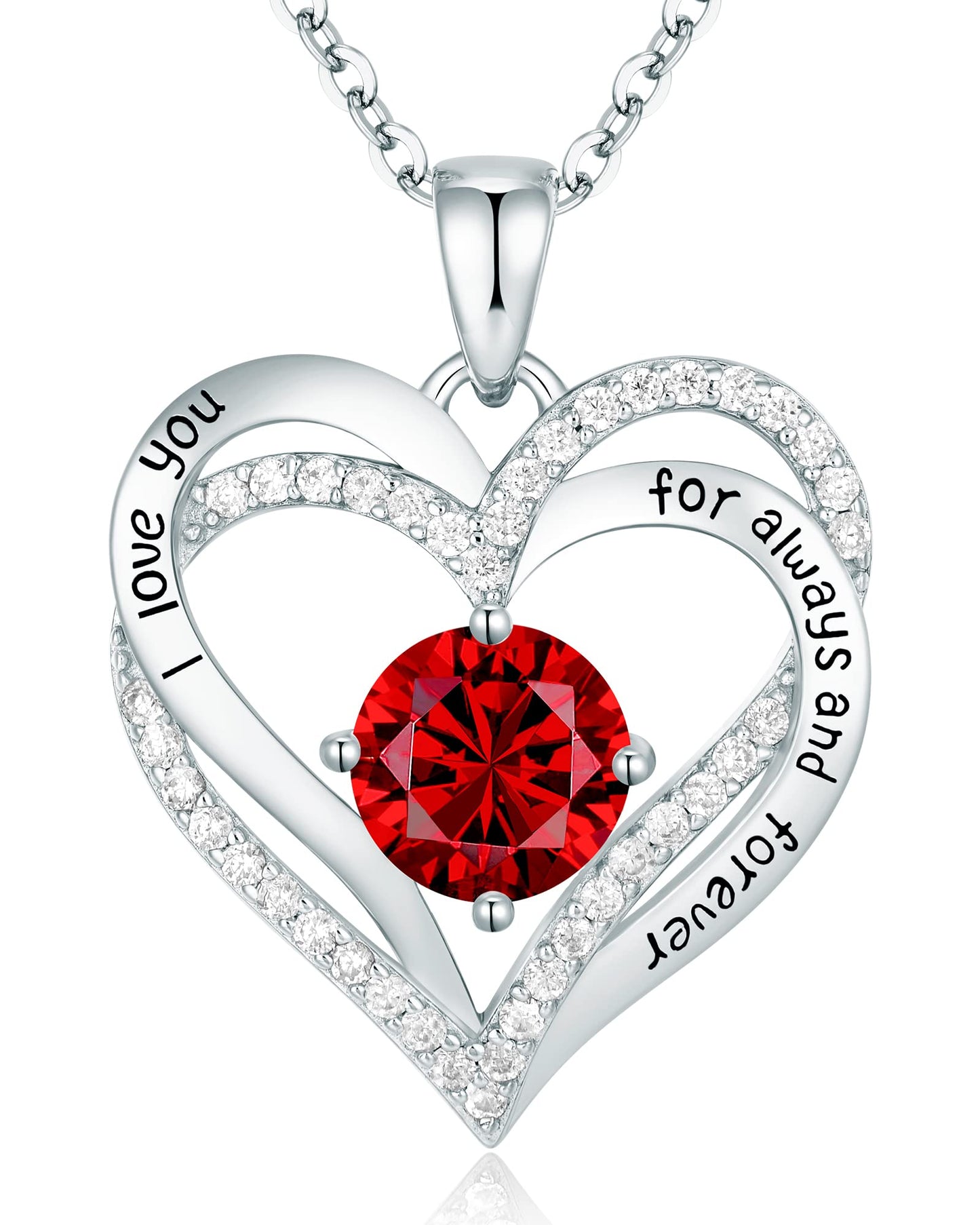 CDE Forever Love Heart Necklaces for Women, Wedding Anniversary, Birthday Mothers Day Gifts for Mom, Mother, Wife, Girlfriend, S925 Silver Jewelry with Birthstone Pendant