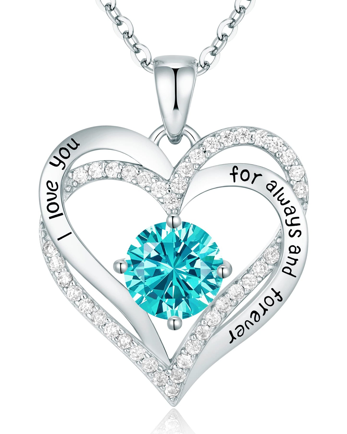 CDE Forever Love Heart Necklaces for Women, Wedding Anniversary, Birthday Mothers Day Gifts for Mom, Mother, Wife, Girlfriend, S925 Silver Jewelry with Birthstone Pendant