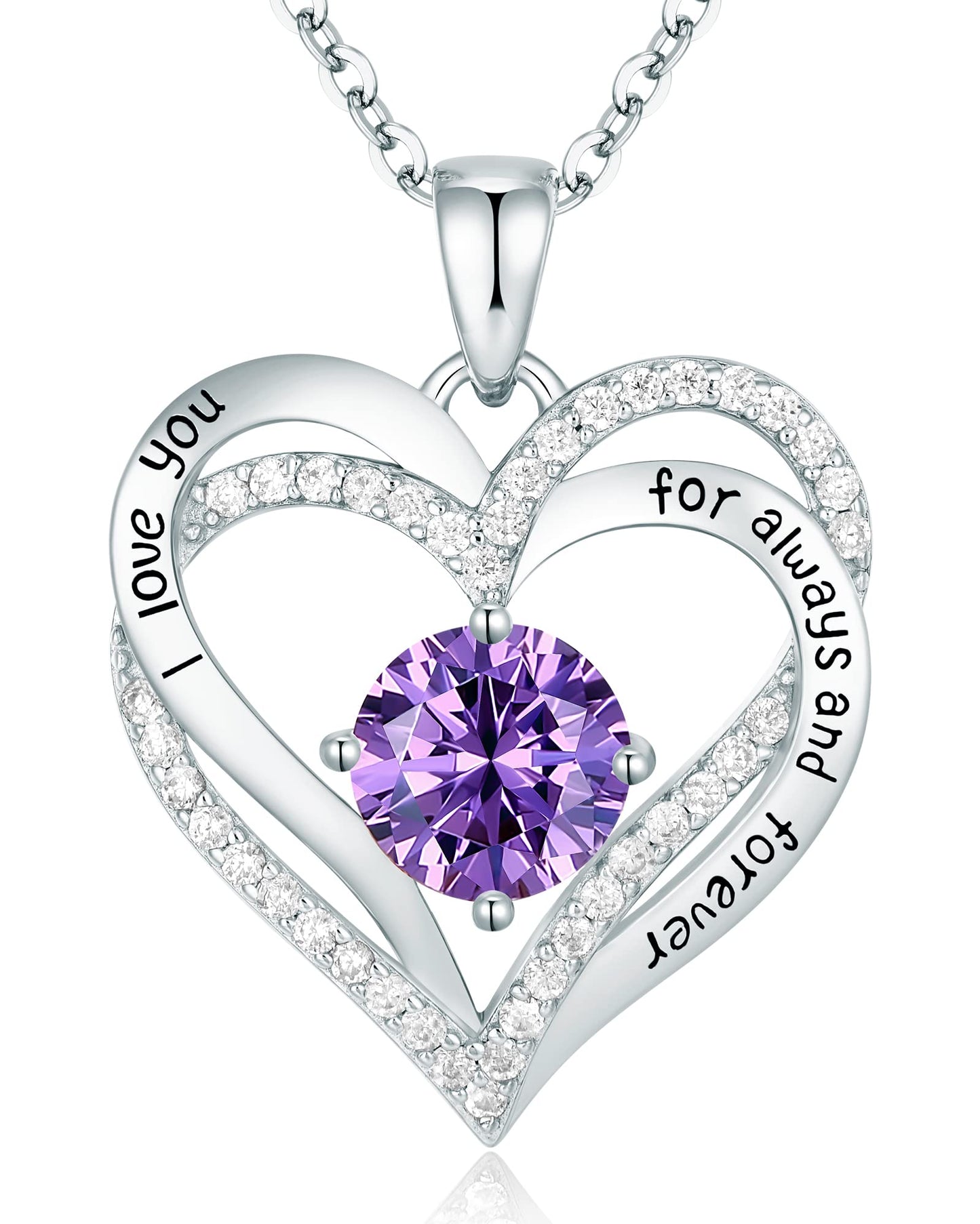 CDE Forever Love Heart Necklaces for Women, Wedding Anniversary, Birthday Mothers Day Gifts for Mom, Mother, Wife, Girlfriend, S925 Silver Jewelry with Birthstone Pendant