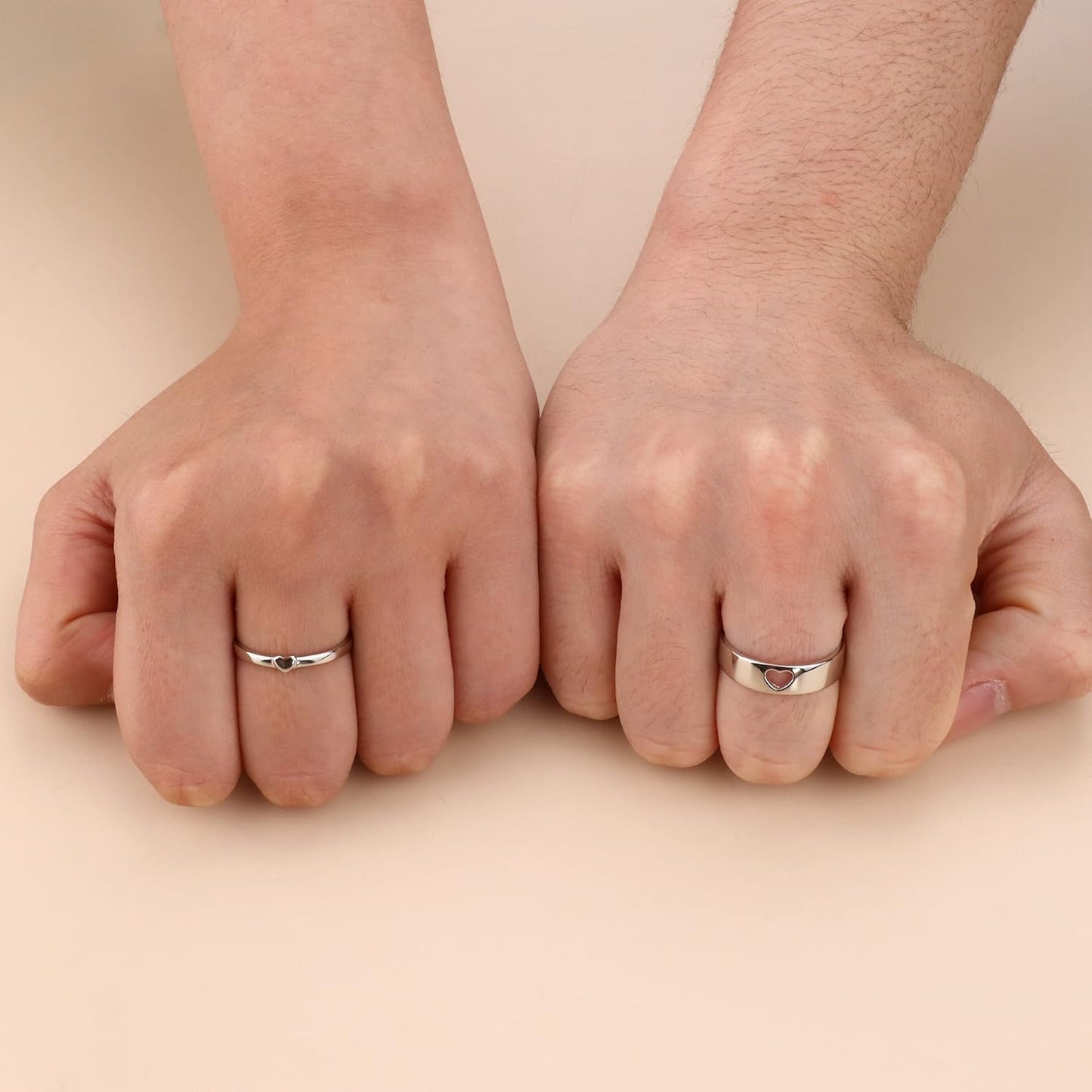 MILACOLATO Matching Rings for Couples 925 Sterling Silver Matching Heart Promise Rings I Love You Engagement Wedding Ring Sets for Him and Her Adjustable Butterfly Matching Rings Valentines Day Gifts