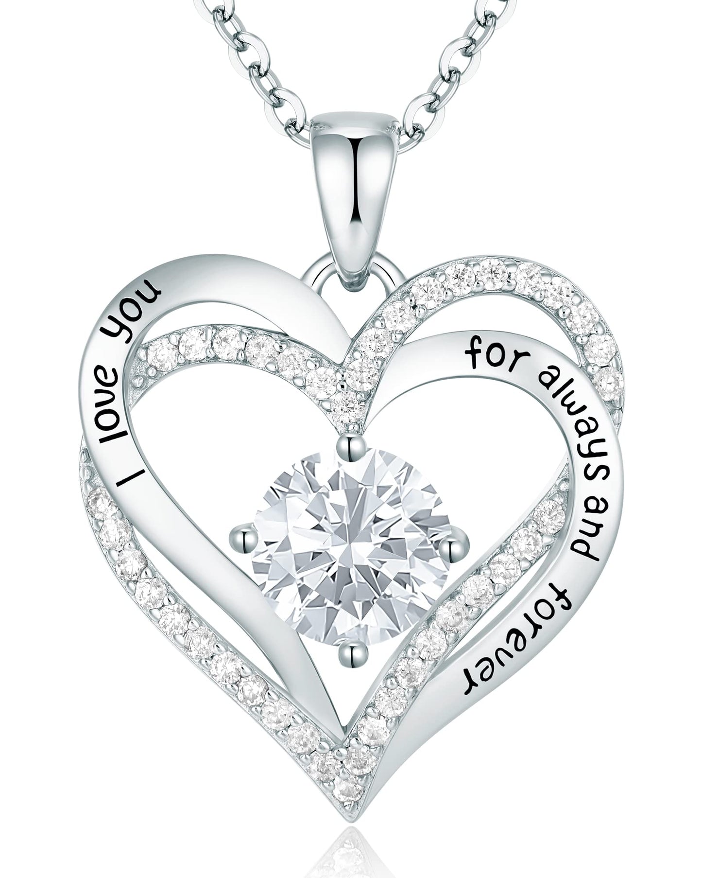 CDE Forever Love Heart Necklaces for Women, Wedding Anniversary, Birthday Mothers Day Gifts for Mom, Mother, Wife, Girlfriend, S925 Silver Jewelry with Birthstone Pendant
