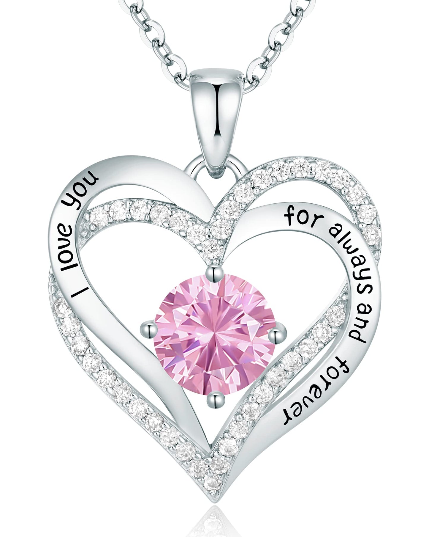 CDE Forever Love Heart Necklaces for Women, Wedding Anniversary, Birthday Mothers Day Gifts for Mom, Mother, Wife, Girlfriend, S925 Silver Jewelry with Birthstone Pendant