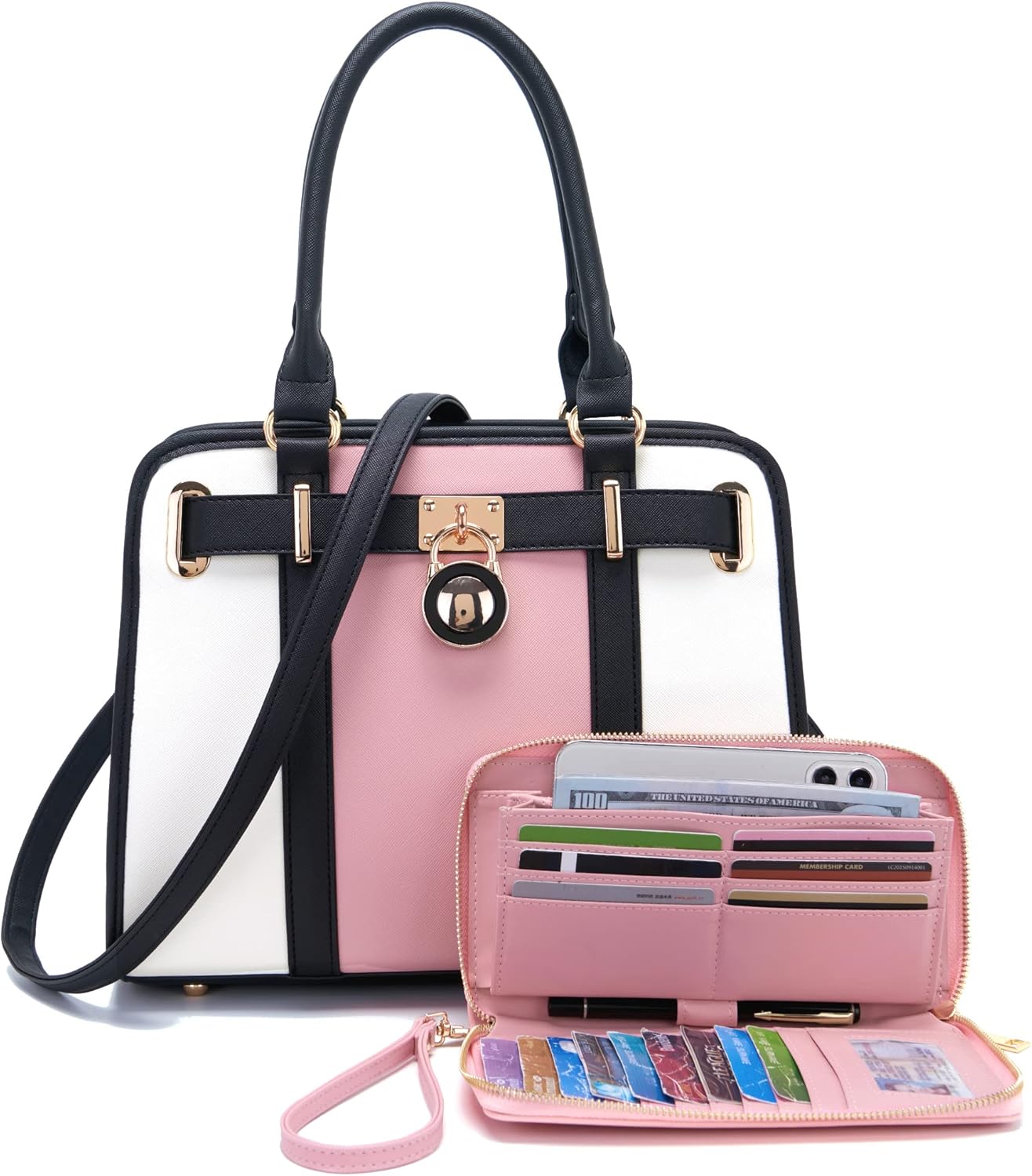 Handbags Sets For Women Shoulder Bags Top Handle Work Satchel Tote Purses Set With Matching Wallet 2pcs