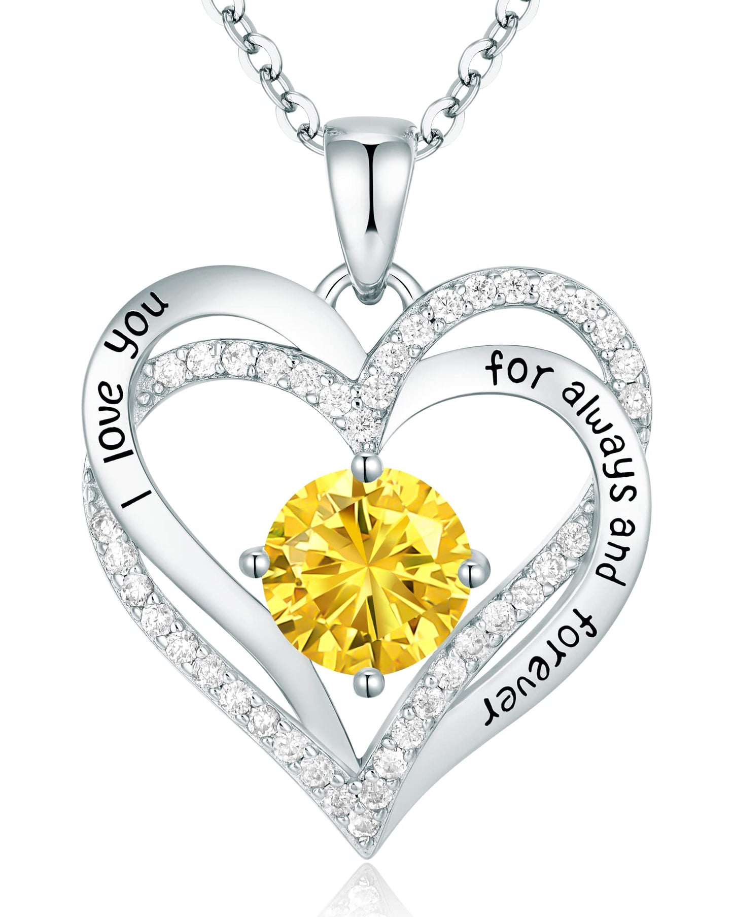 CDE Forever Love Heart Necklaces for Women, Wedding Anniversary, Birthday Mothers Day Gifts for Mom, Mother, Wife, Girlfriend, S925 Silver Jewelry with Birthstone Pendant