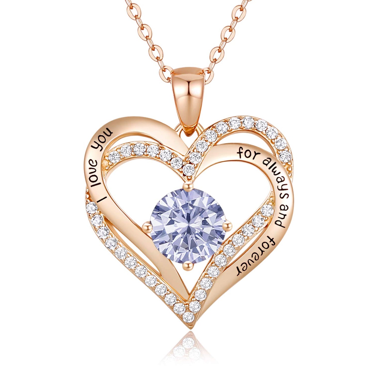 CDE Forever Love Heart Necklaces for Women, Wedding Anniversary, Birthday Mothers Day Gifts for Mom, Mother, Wife, Girlfriend, S925 Silver Jewelry with Birthstone Pendant