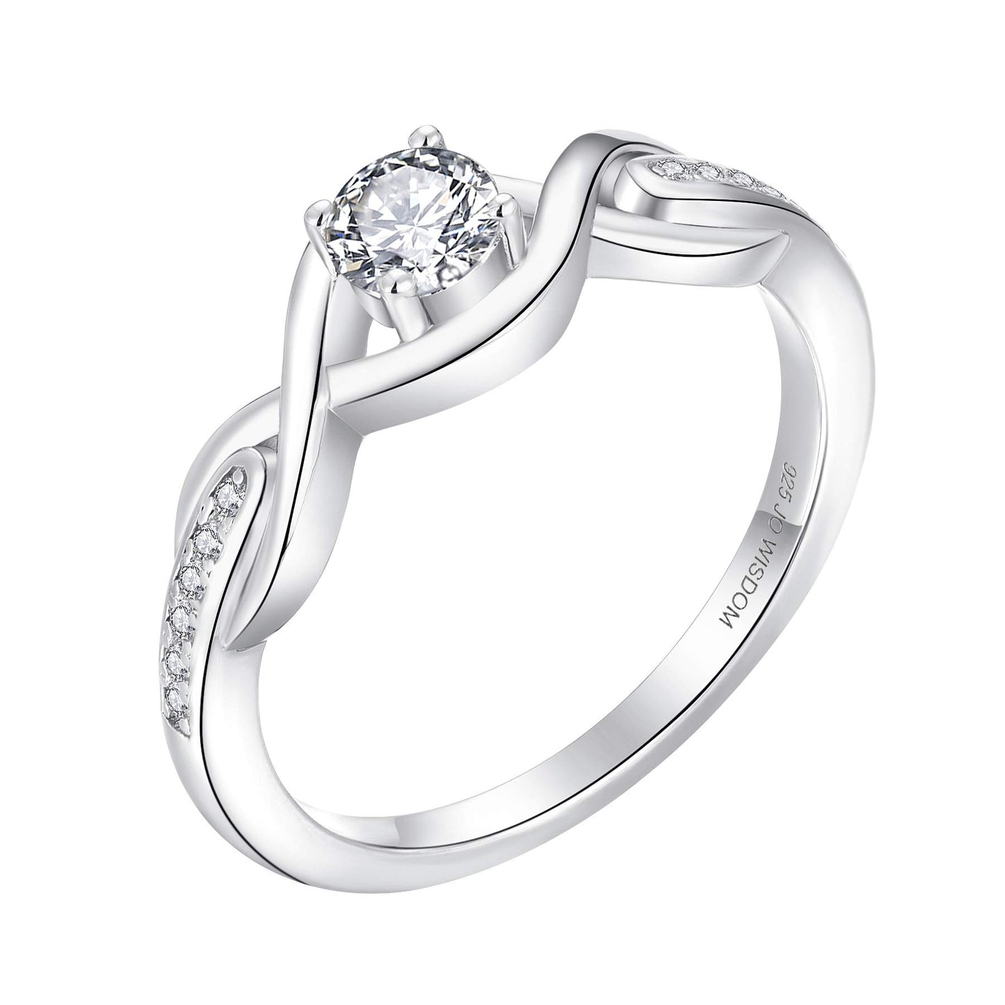 JO WISDOM Infinity Knot Promise Rings for Her Sterling Silver Cubic Zirconia Wedding Engagement Rings