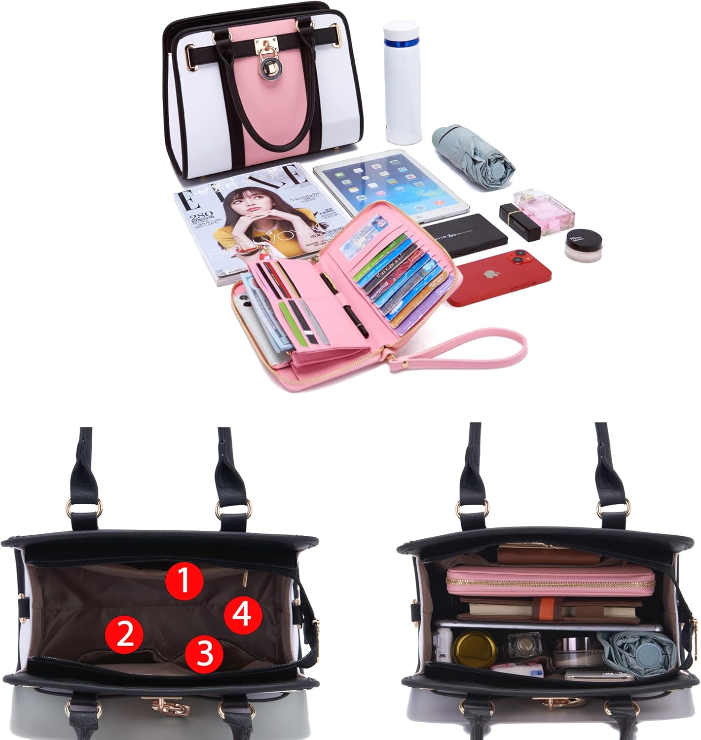 Handbags Sets For Women Shoulder Bags Top Handle Work Satchel Tote Purses Set With Matching Wallet 2pcs