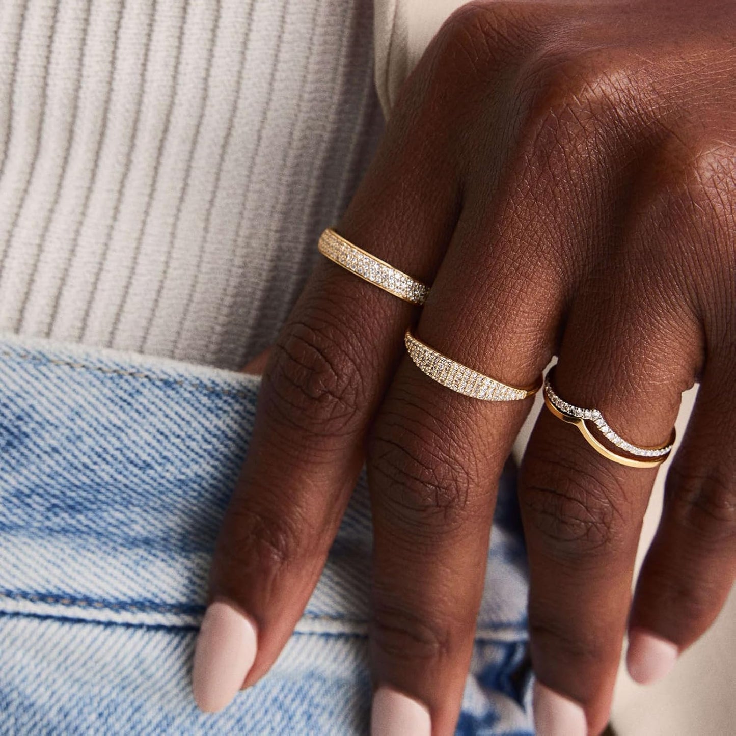 10 PCS 14K Gold Plated Rings Set for Women, Dainty Gold Knuckle Ring Non Tarnish, Simple Thumb Stacking Rings Pack Size 6/7/8/9/10