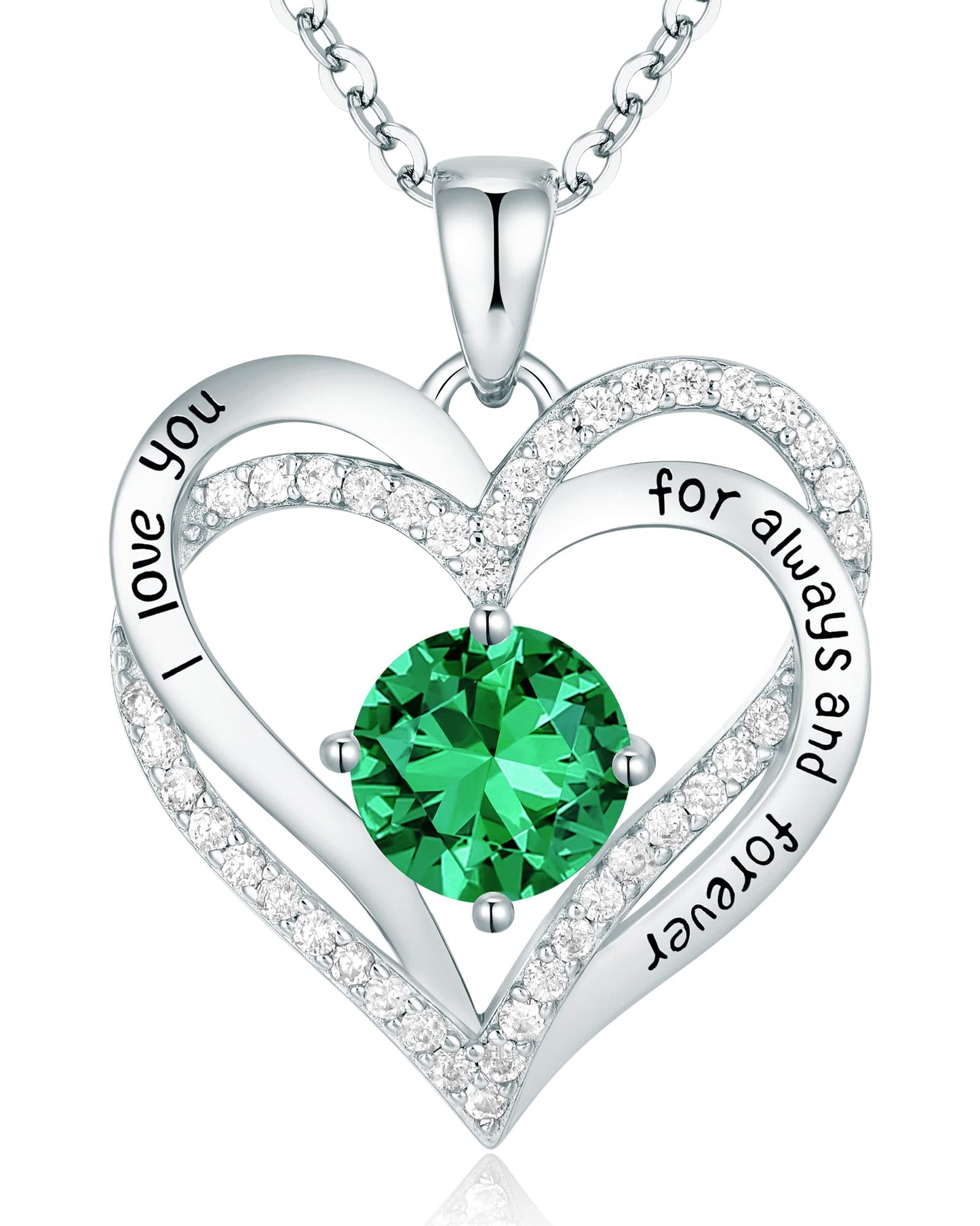 CDE Forever Love Heart Necklaces for Women, Wedding Anniversary, Birthday Mothers Day Gifts for Mom, Mother, Wife, Girlfriend, S925 Silver Jewelry with Birthstone Pendant