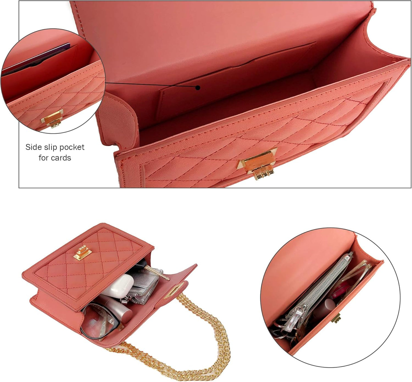 SG SUGU Small Quilted Crossbody Bag, Trendy Designer Mini Shoulder Bag, Phone Wallet Purse for Women