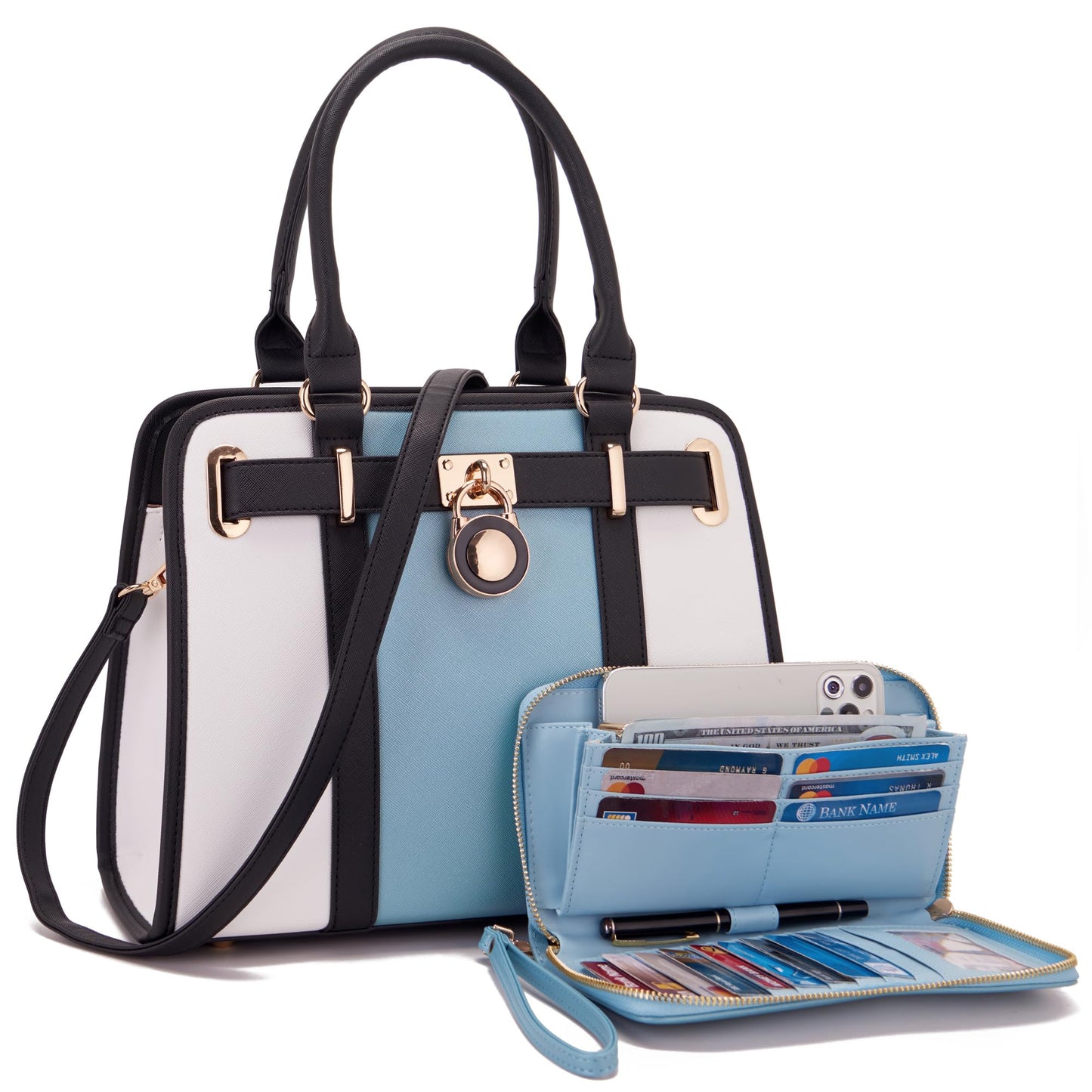 Handbags Sets For Women Shoulder Bags Top Handle Work Satchel Tote Purses Set With Matching Wallet 2pcs