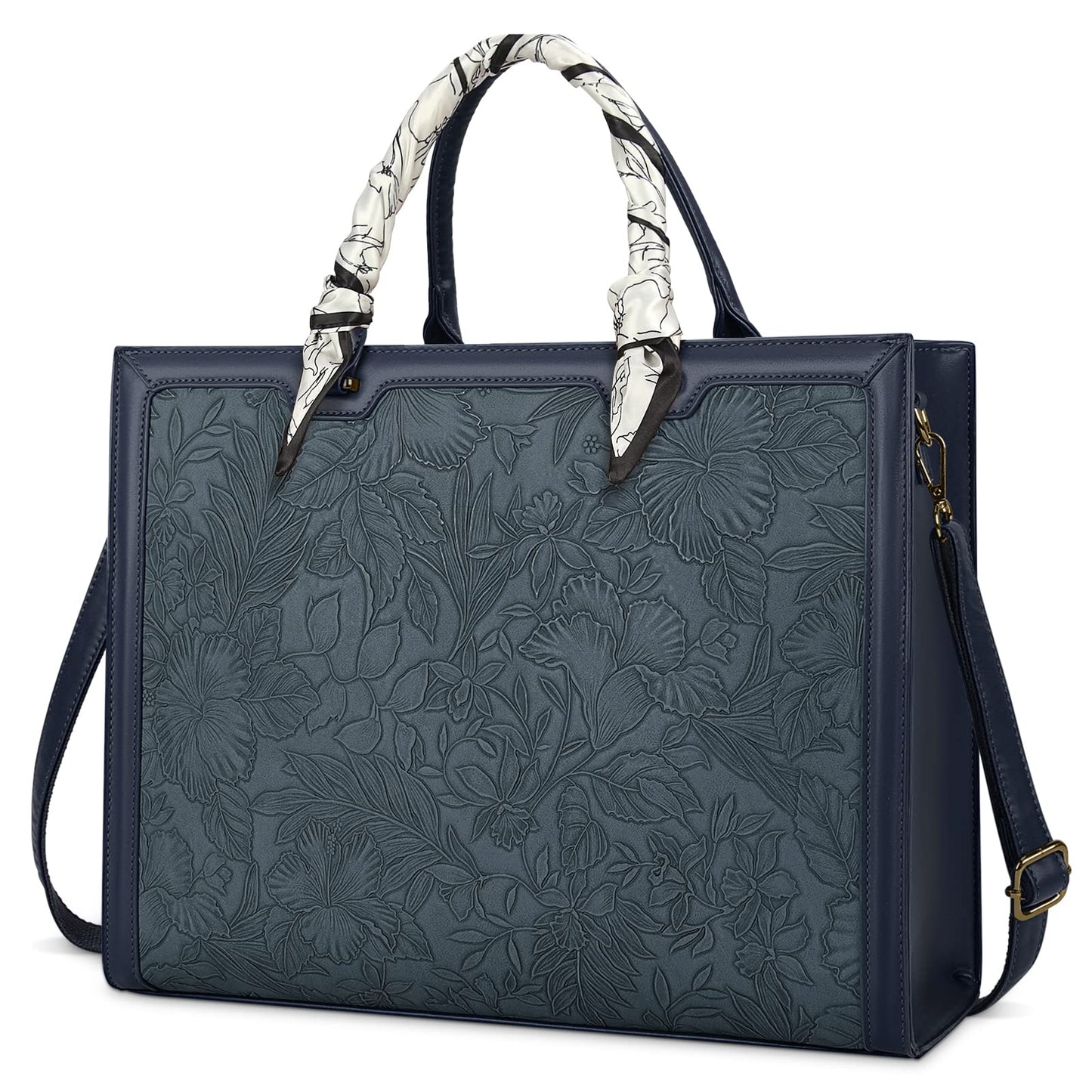 Laptop Bag for Women 15.6 Inch Tote Waterproof Leather Computer Business Lightweight Office Briefcase Large Capacity Handbag Shoulder Black