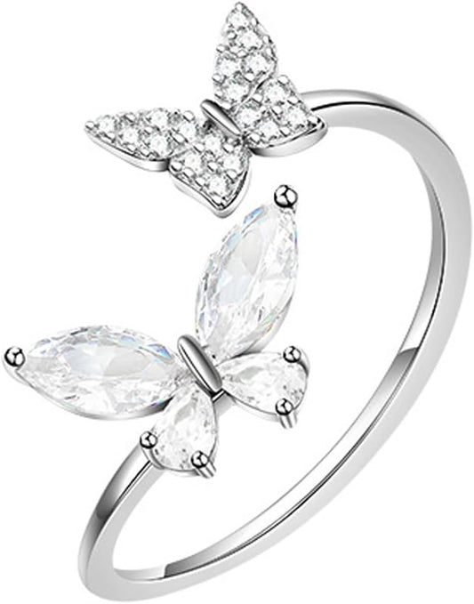 925 Sterling Silver Butterfly Ring Handmade Rings Dainty Adjustable Open Cuff Rings Jewelry Gifts for Women