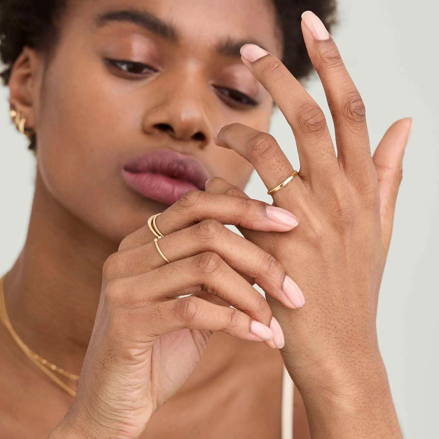 10 PCS 14K Gold Plated Rings Set for Women, Dainty Gold Knuckle Ring Non Tarnish, Simple Thumb Stacking Rings Pack Size 6/7/8/9/10