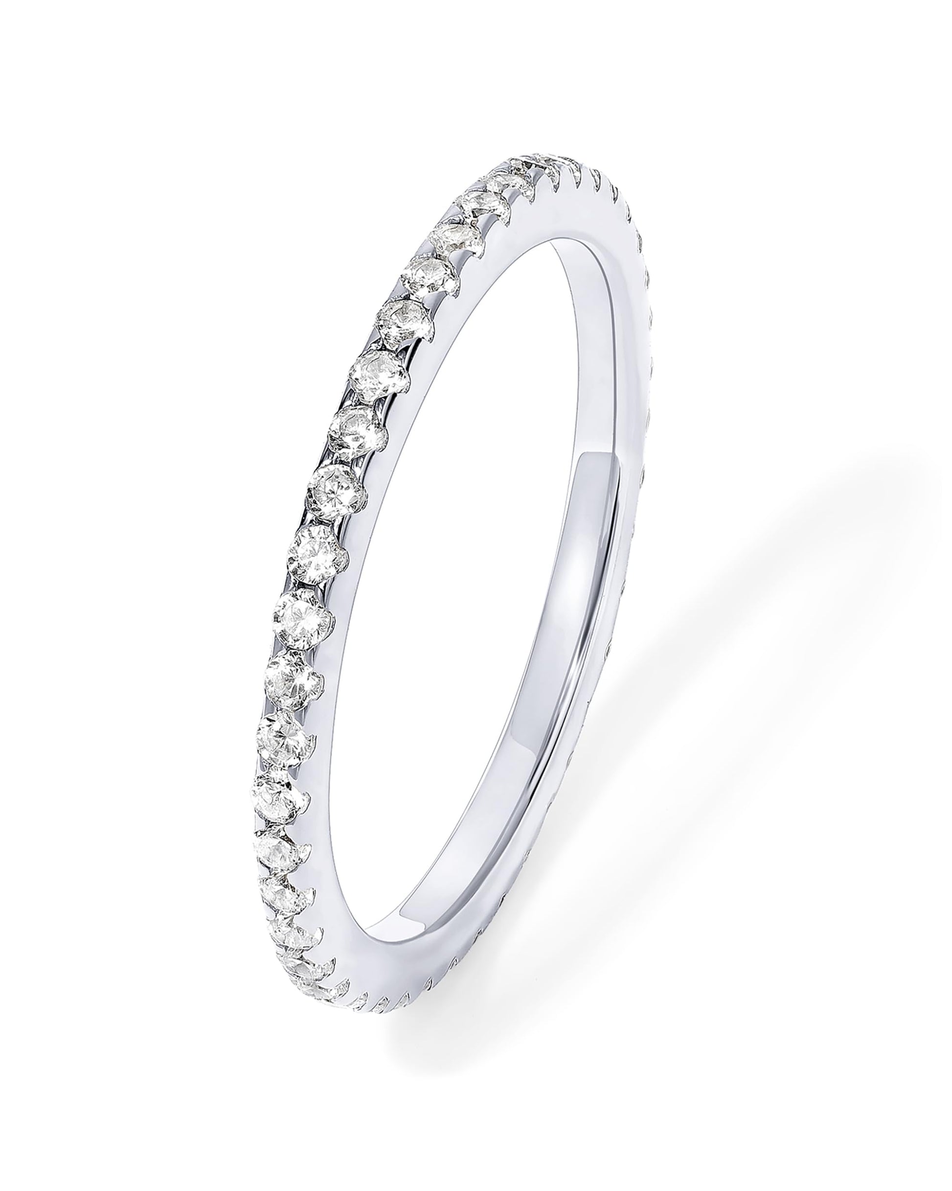 PAVOI 14K Gold Plated Solid 925 Sterling Silver CZ Simulated Diamond Stackable Ring Eternity Bands for Women