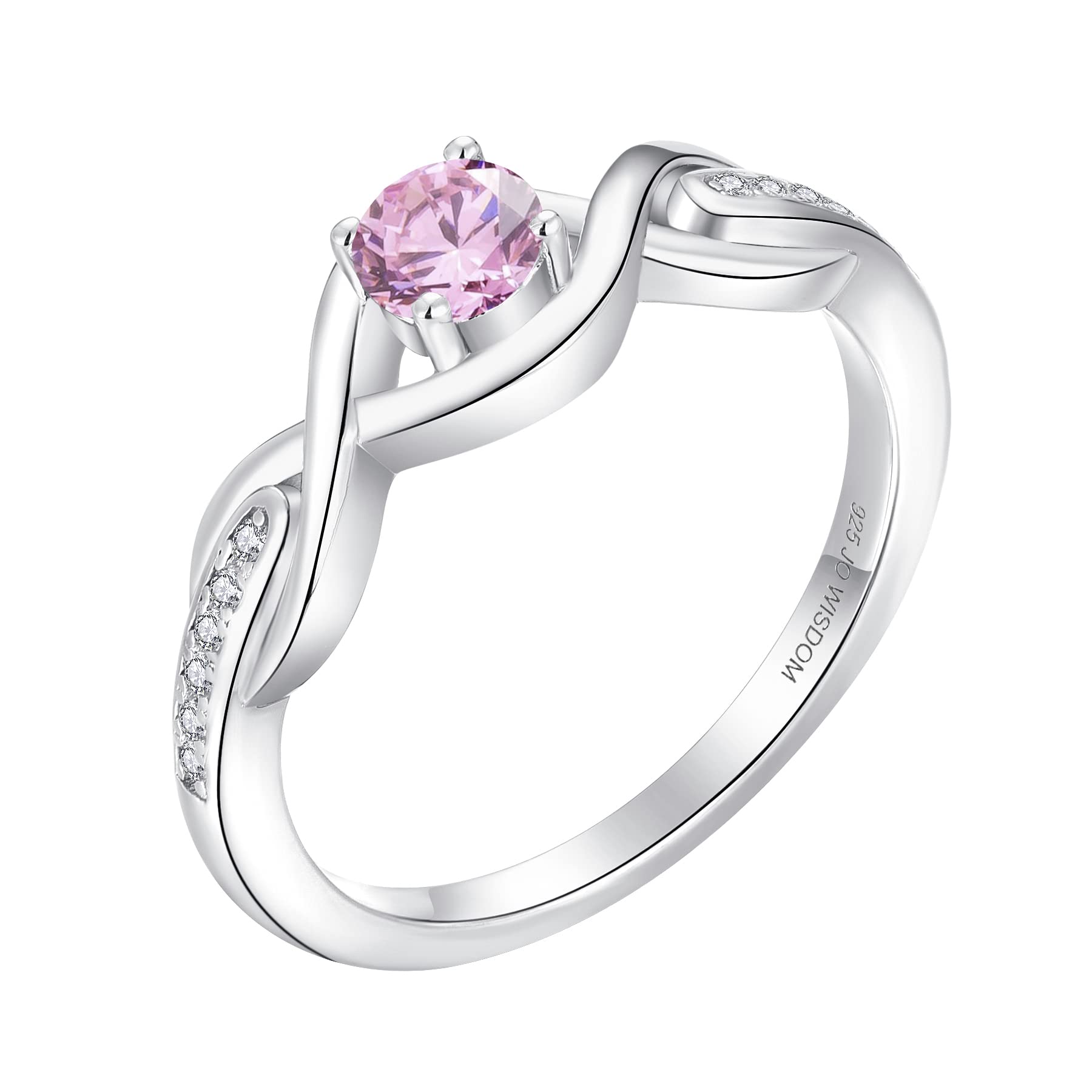 JO WISDOM Infinity Knot Promise Rings for Her Sterling Silver Cubic Zirconia Wedding Engagement Rings