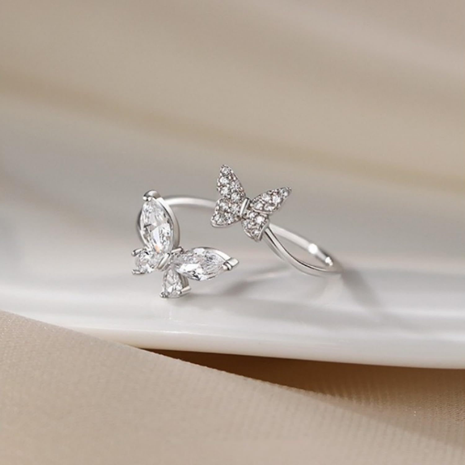 925 Sterling Silver Butterfly Ring Handmade Rings Dainty Adjustable Open Cuff Rings Jewelry Gifts for Women