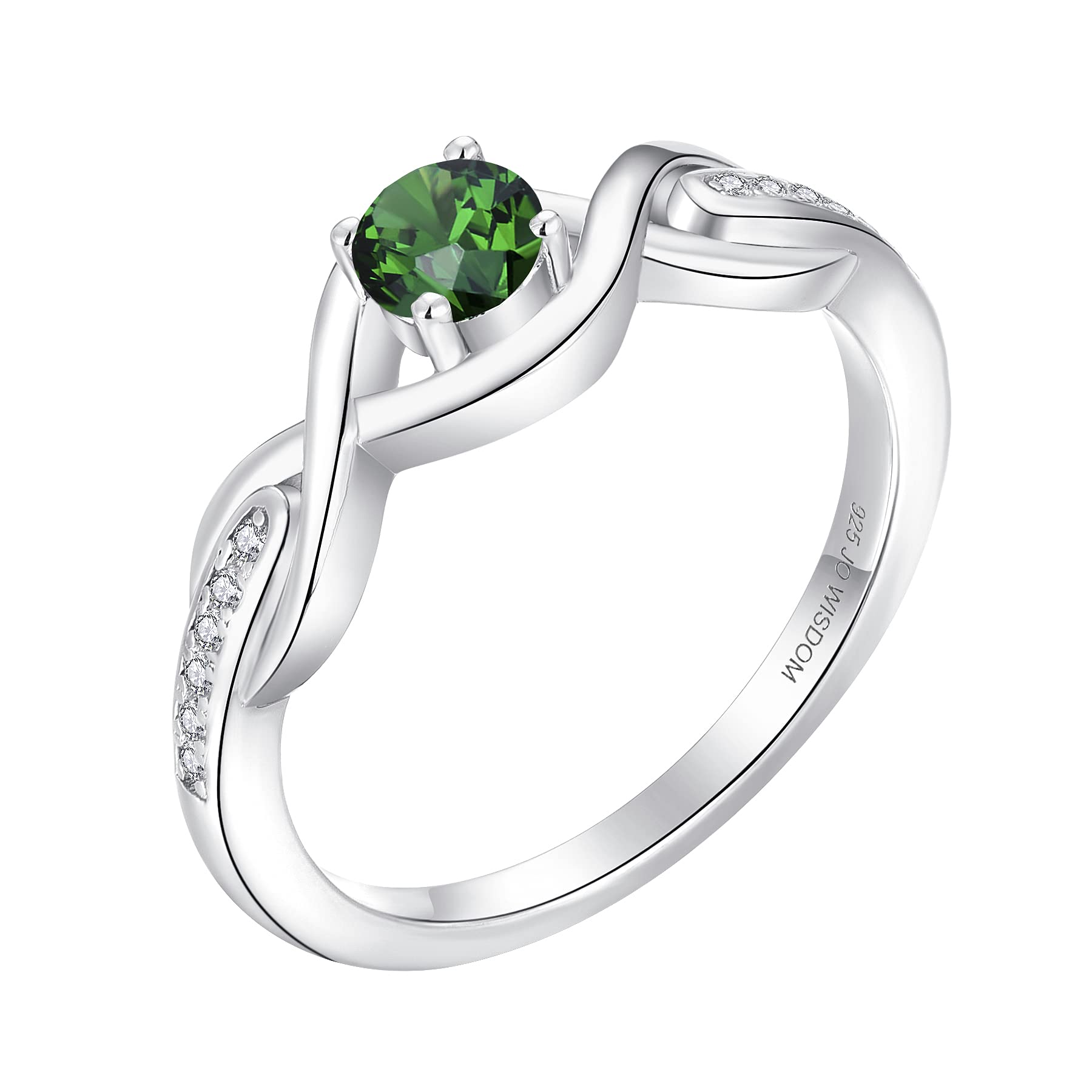 JO WISDOM Infinity Knot Promise Rings for Her Sterling Silver Cubic Zirconia Wedding Engagement Rings