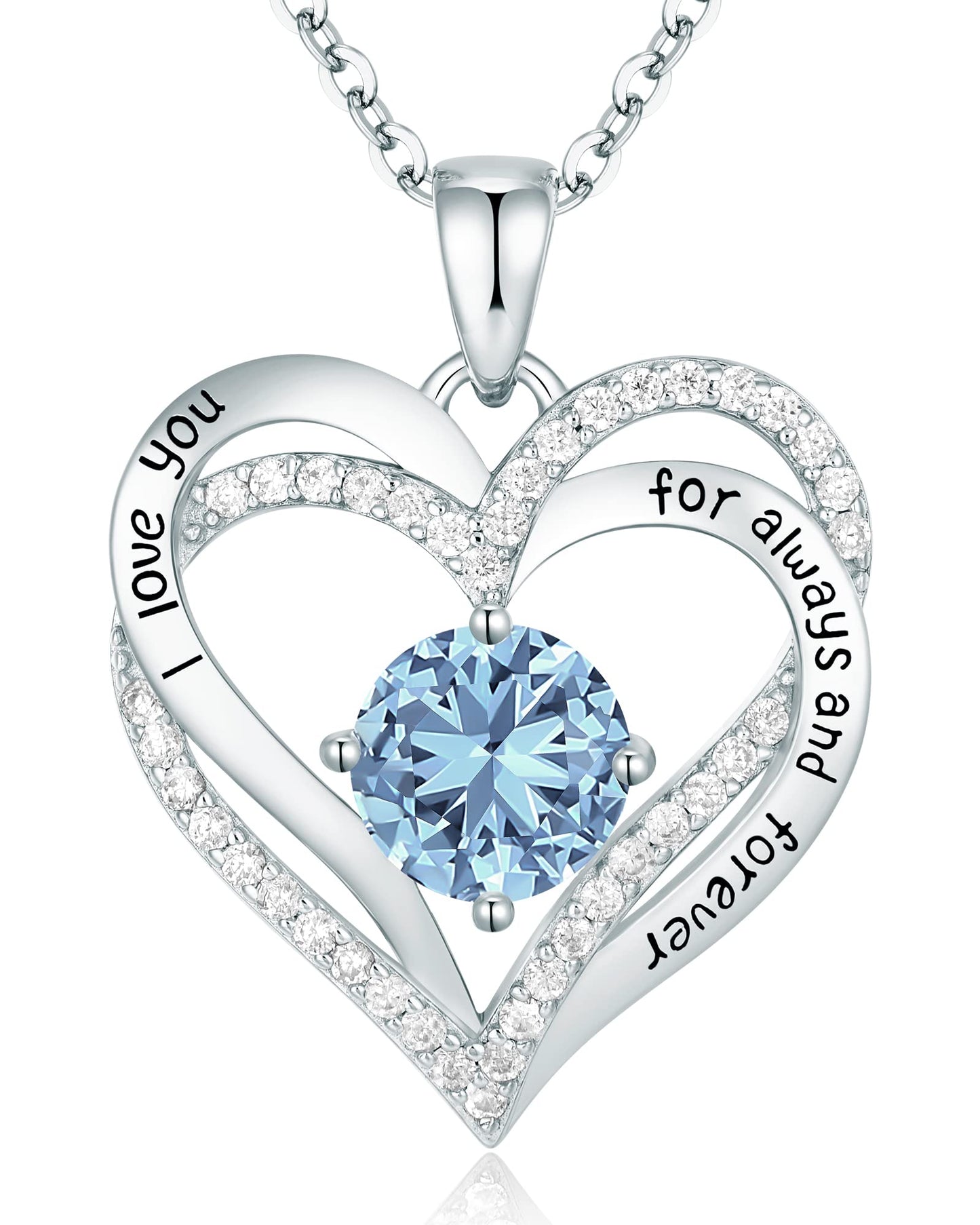 CDE Forever Love Heart Necklaces for Women, Wedding Anniversary, Birthday Mothers Day Gifts for Mom, Mother, Wife, Girlfriend, S925 Silver Jewelry with Birthstone Pendant