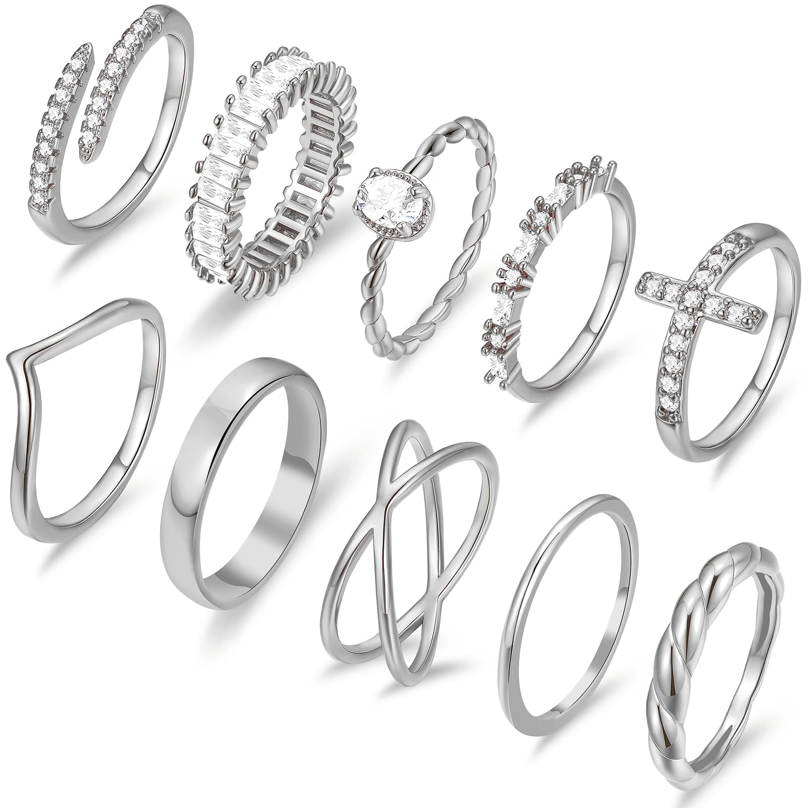 10 PCS 14K Gold Plated Rings Set for Women, Dainty Gold Knuckle Ring Non Tarnish, Simple Thumb Stacking Rings Pack Size 6/7/8/9/10