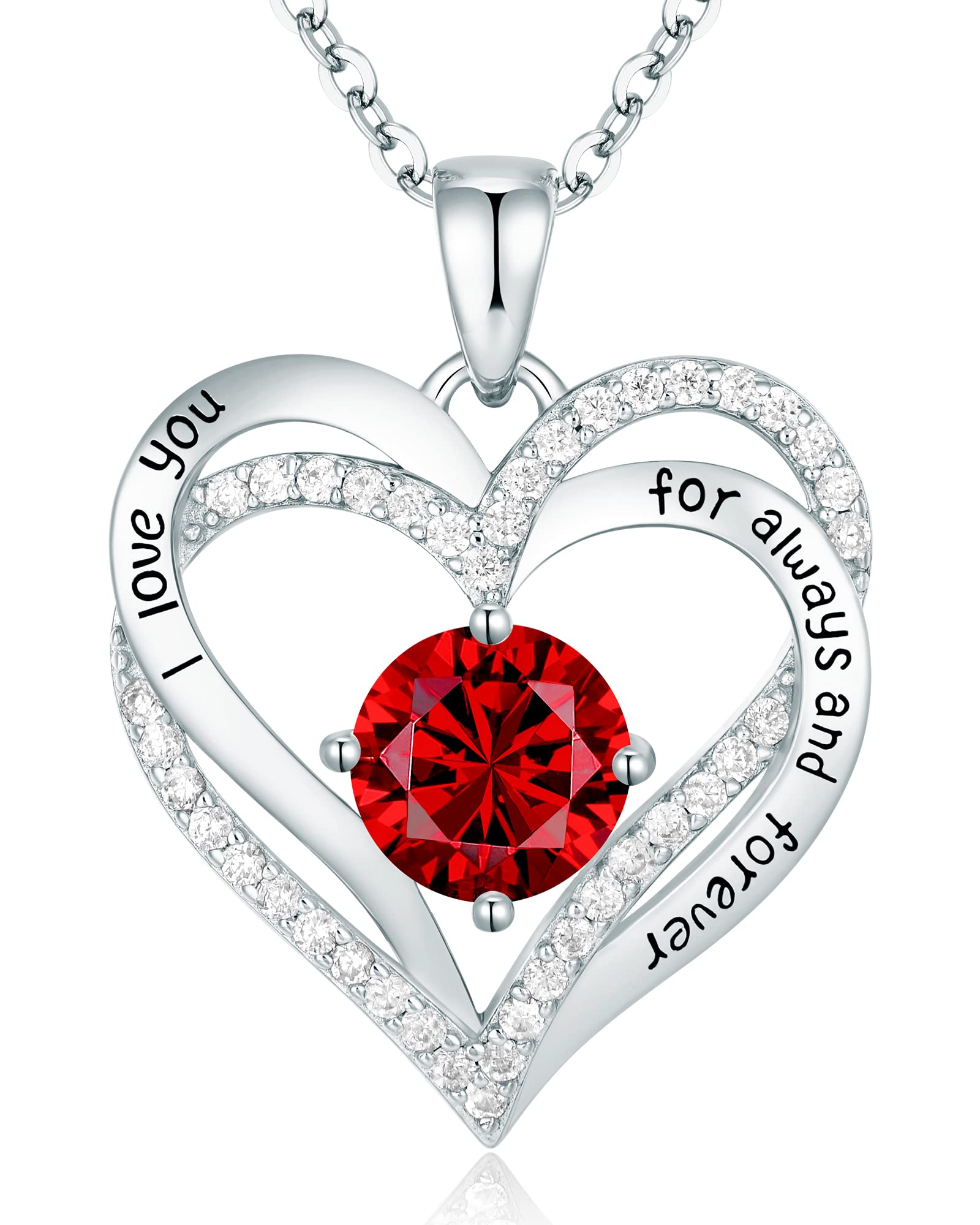 CDE Forever Love Heart Necklaces for Women, Wedding Anniversary, Birthday Mothers Day Gifts for Mom, Mother, Wife, Girlfriend, S925 Silver Jewelry with Birthstone Pendant