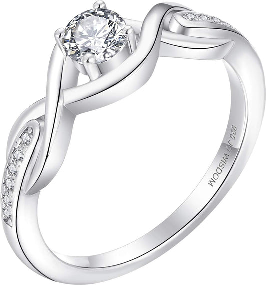 JO WISDOM Infinity Knot Promise Rings for Her Sterling Silver Cubic Zirconia Wedding Engagement Rings