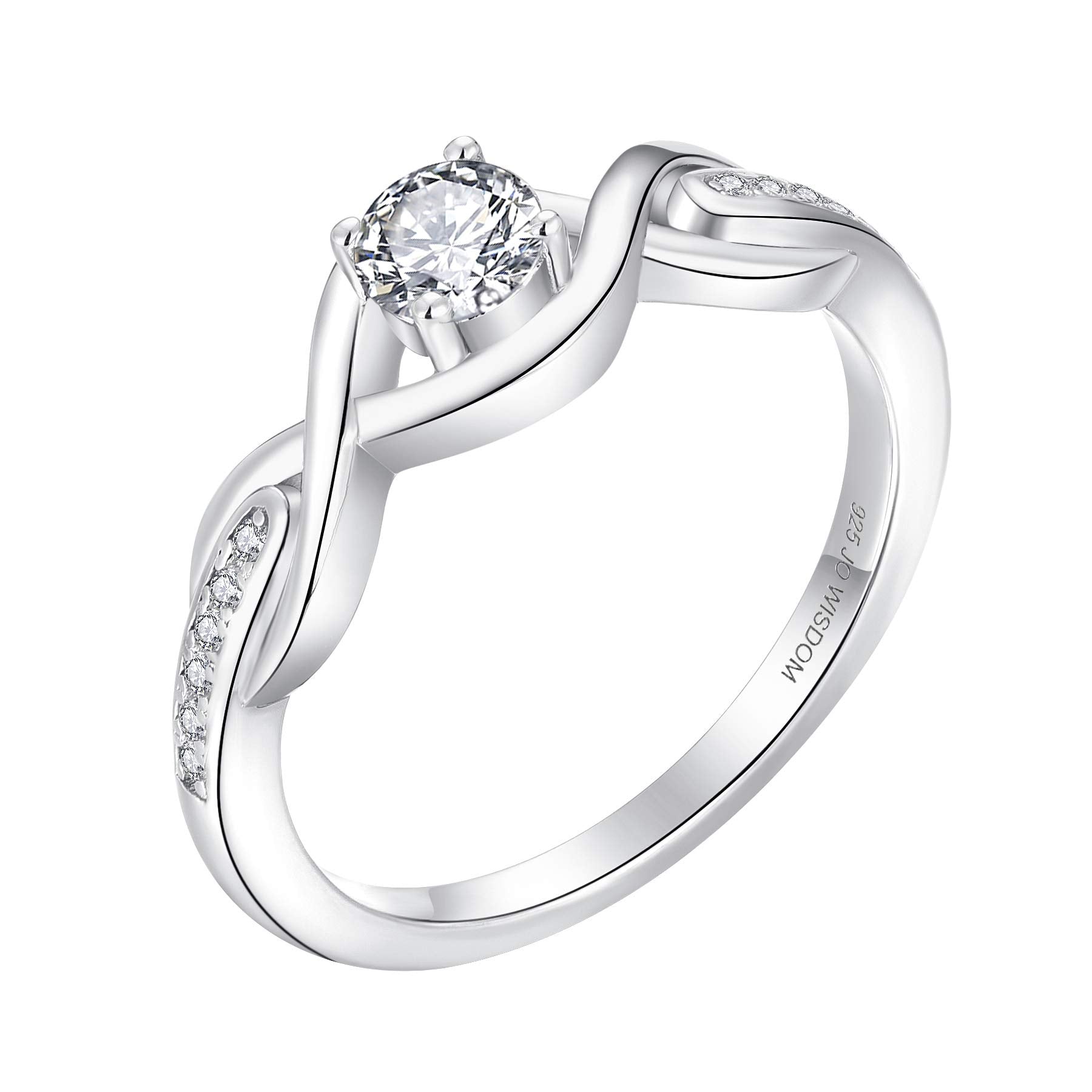 JO WISDOM Infinity Knot Promise Rings for Her Sterling Silver Cubic Zirconia Wedding Engagement Rings
